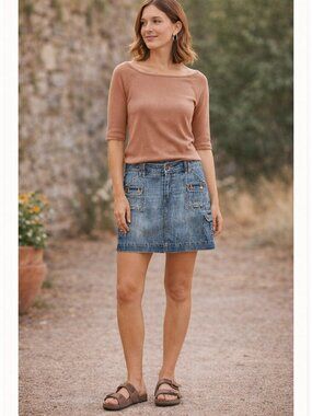 Faded Vintage Y2K Denim Jean Cargo Mini Skirt/Skorts Missy Sz10/Women's Sz Med/8